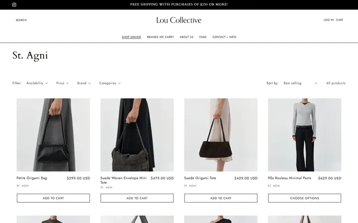 Website page titled St. Agni – Lou Collective