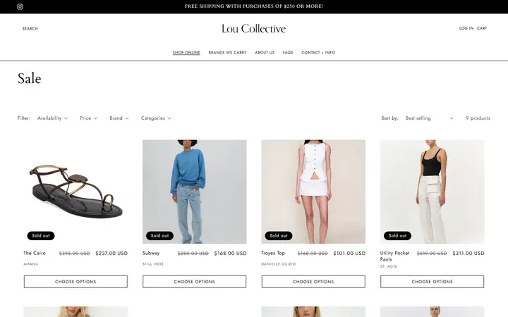 Website page titled Sale – tagged "Sale" – Lou Collective