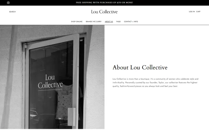 Website page titled About Lou Collective