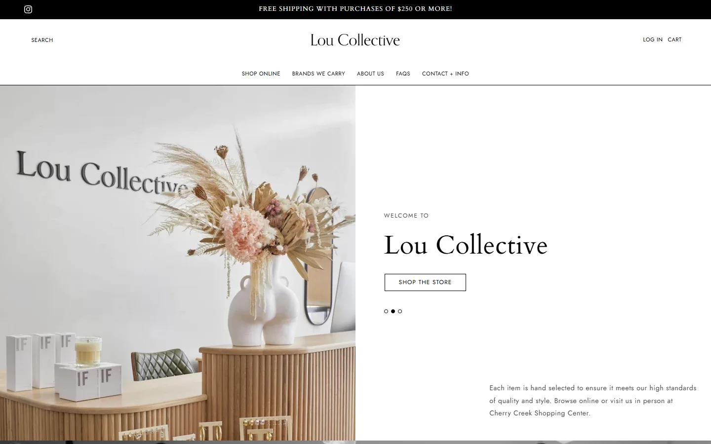 Viewport capture of Lou Collective website