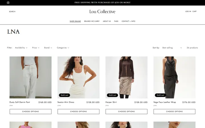 Website page titled LNA – Lou Collective