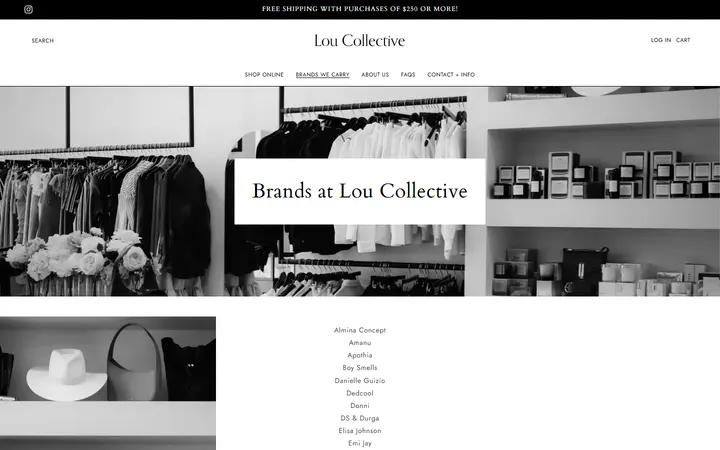 Website page titled Brands – Lou Collective
