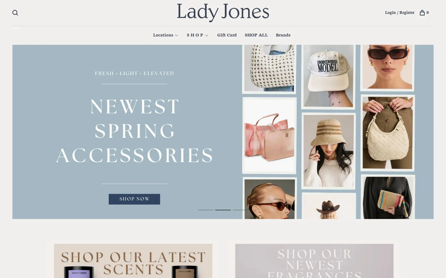 Viewport capture of Lady Jones website