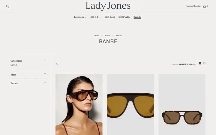 Website page titled BANBE - L A D Y J O N E S