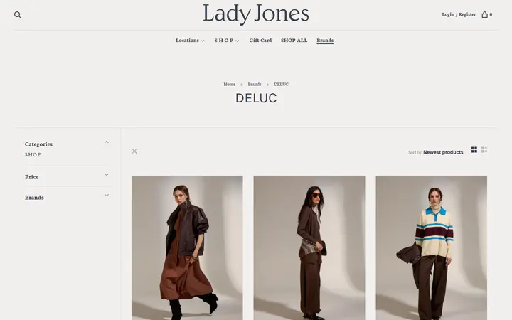 Website page titled DELUC - L A D Y J O N E S