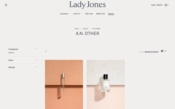 Website page titled A.N. OTHER - L A D Y J O N E S