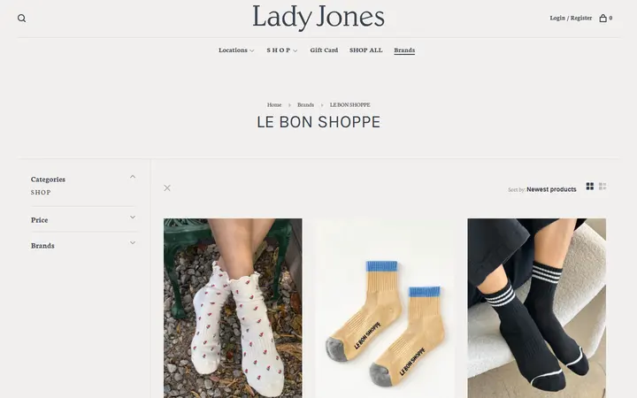 Website page titled LE BON SHOPPE - L A D Y J O N E S
