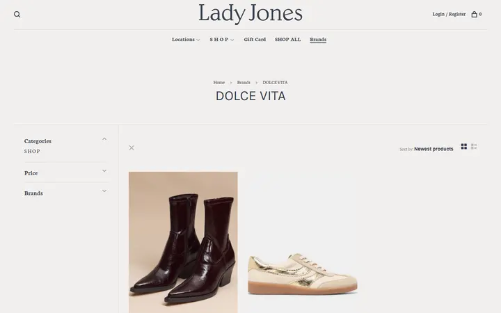 Website page titled DOLCE VITA - L A D Y J O N E S