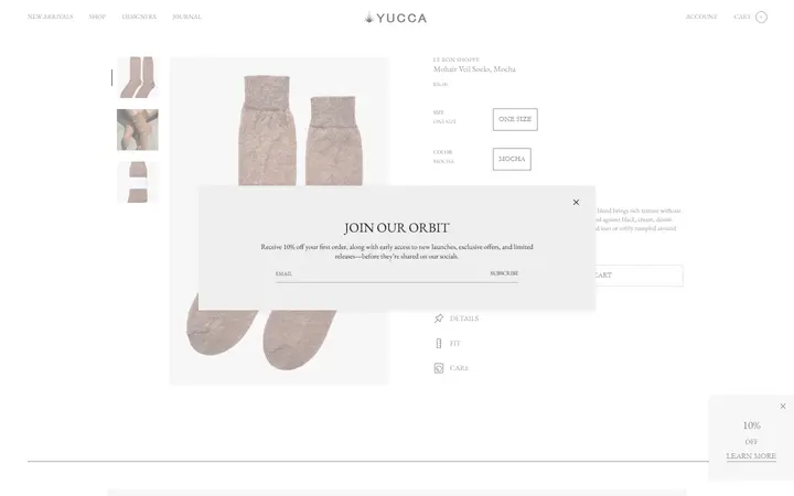 Website page titled Mohair Veil Socks Mocha | Le Bon Shoppe | SHOP YUCCA
