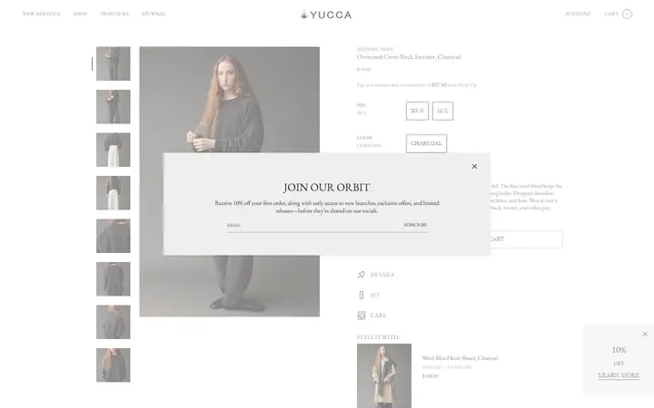 Website page titled Oversized Crew Neck Sweater Charcoal | MIJEONG PARK | SHOP YUCCA
