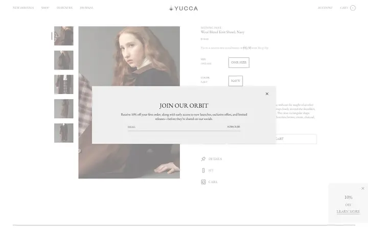 Website page titled Wool Blend Knit Shawl Navy | MIJEONG PARK | SHOP YUCCA