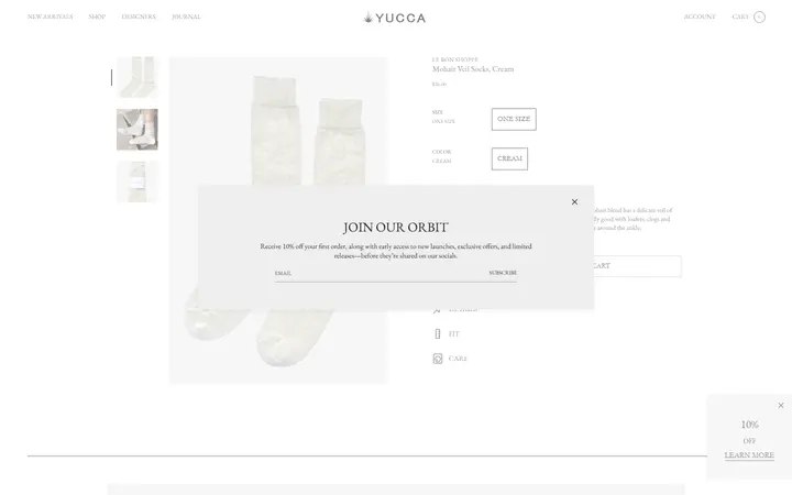 Website page titled Mohair Veil Socks Cream | Le Bon Shoppe | SHOP YUCCA