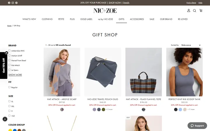 Website page titled Gift Shop