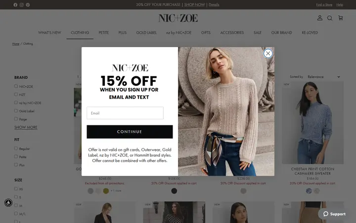 Website page titled Clothing