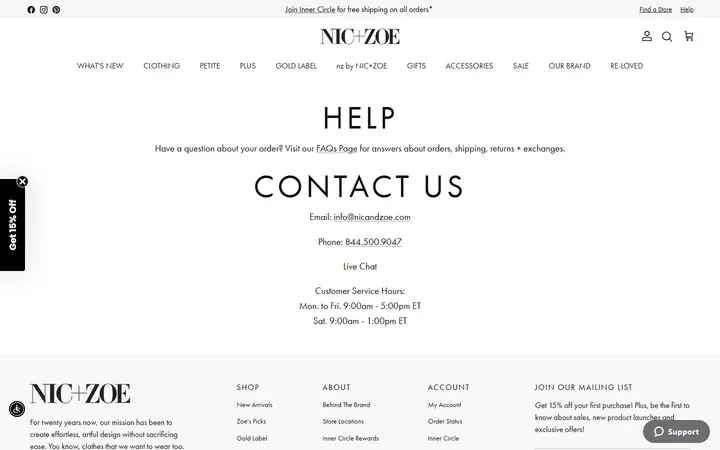 Website page titled Contact