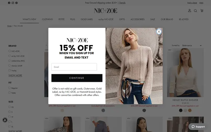 Website page titled New Arrivals