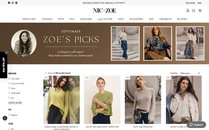 Website page titled Zoe's Picks