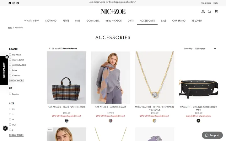 Website page titled Accessories