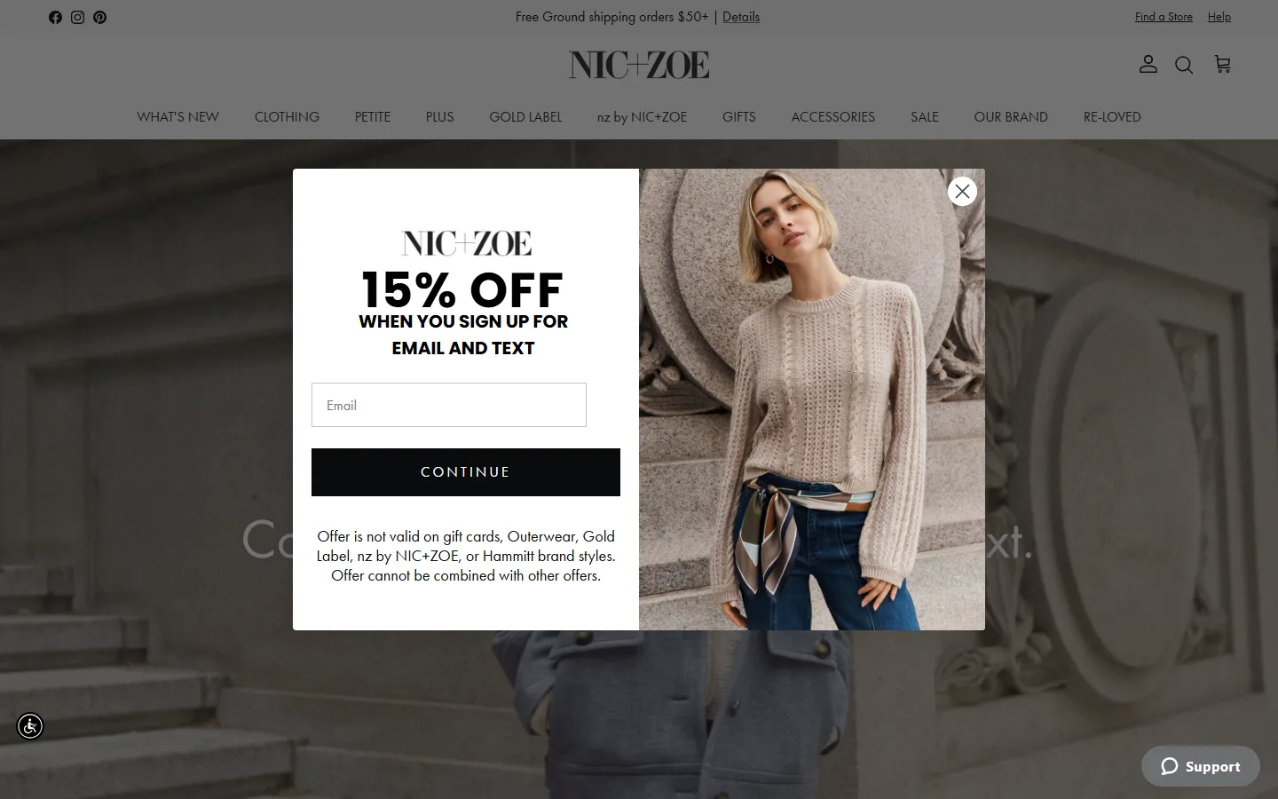 Viewport capture of NIC+ZOE website