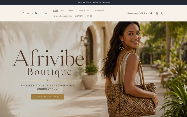 Preview of Afrivibe Boutique website