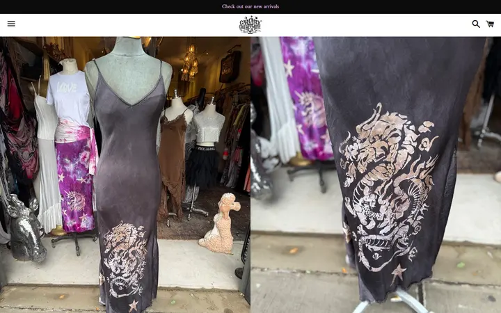 Website page titled Year of the Dragons Slip dress – Canary In A Clothesmine