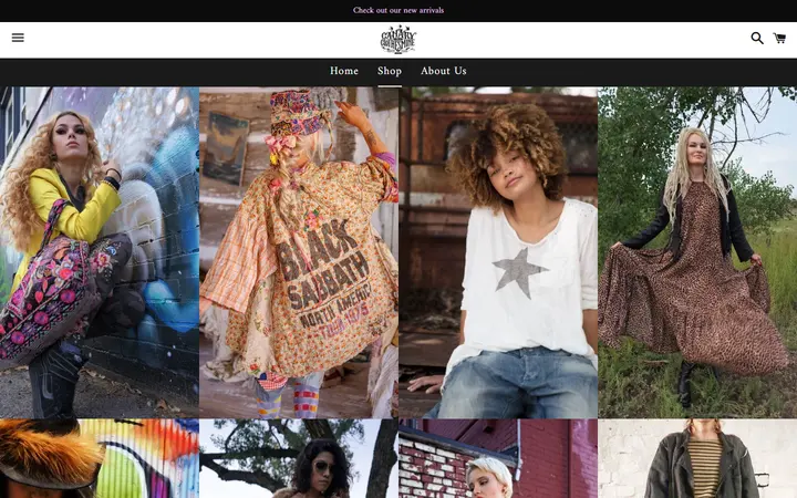 Website page titled Collections – Canary In A Clothesmine