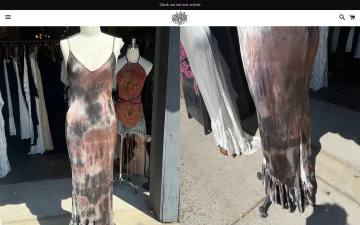 Website page titled Copper Pennie slip dress – Canary In A Clothesmine