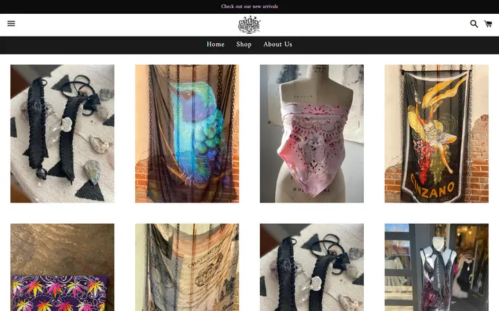 Website page titled Jewelry, Hats & Accessories – Canary In A Clothesmine