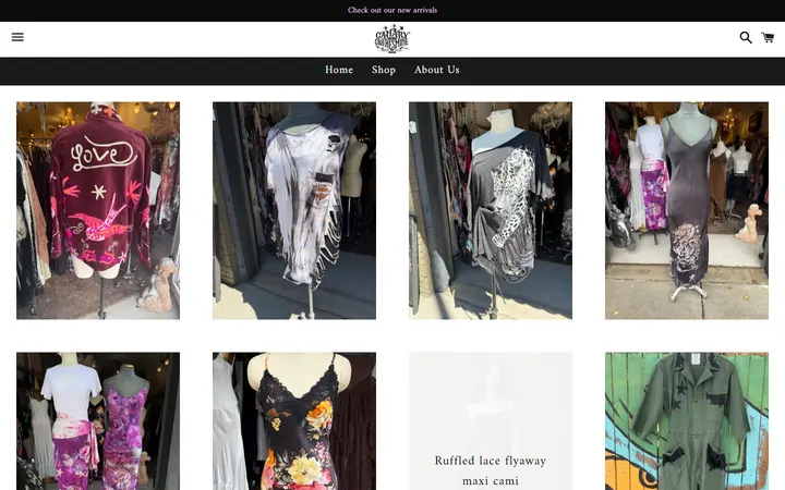 Website page titled New Arrivals – Canary In A Clothesmine