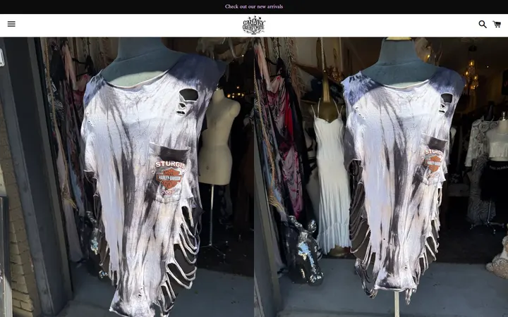 Website page titled Not your Dads Moto Shirt – Canary In A Clothesmine
