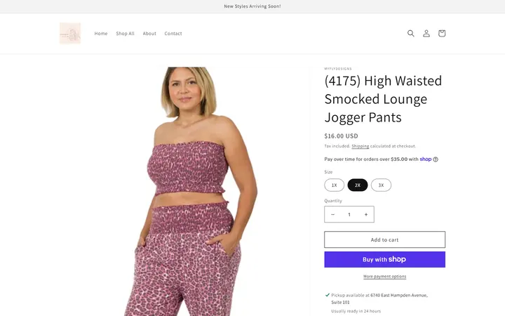 Website page titled (4175) High Waisted Smocked Lounge Jogger Pants – myflydesigns