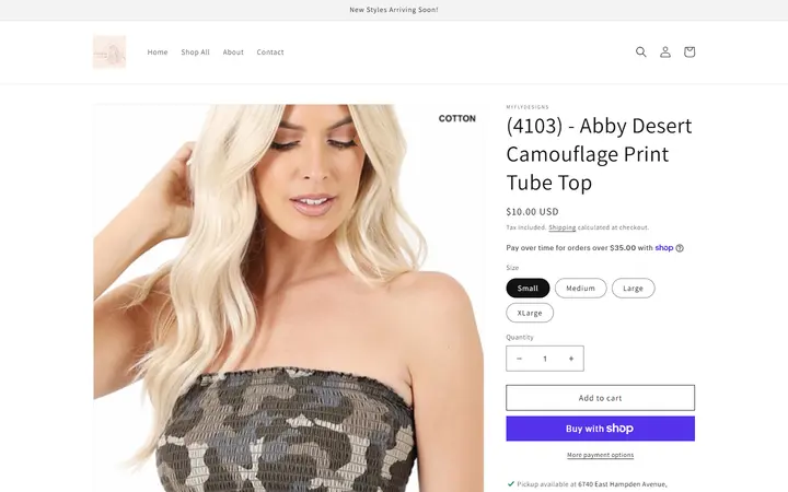 Preview of Fly Designs Boutique website
