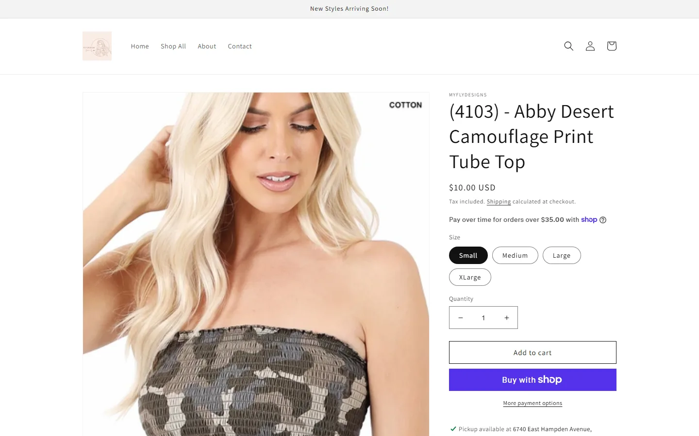 Viewport capture of Fly Designs Boutique website