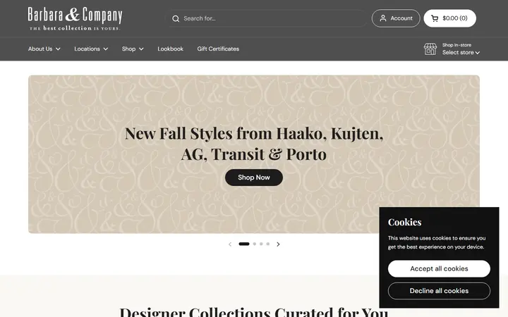 Preview of Barbara & Company website