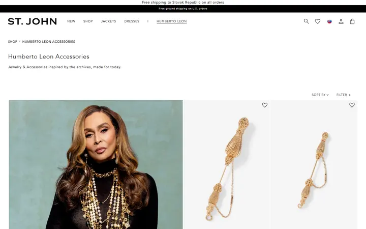 Website page titled Humberto Leon Accessories – St. John Knits