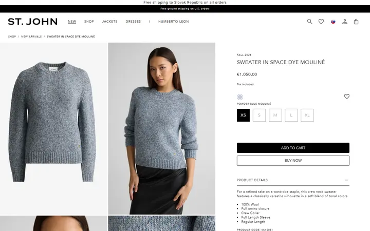 Website page titled Sweater In Space Dye Mouliné – St. John Knits