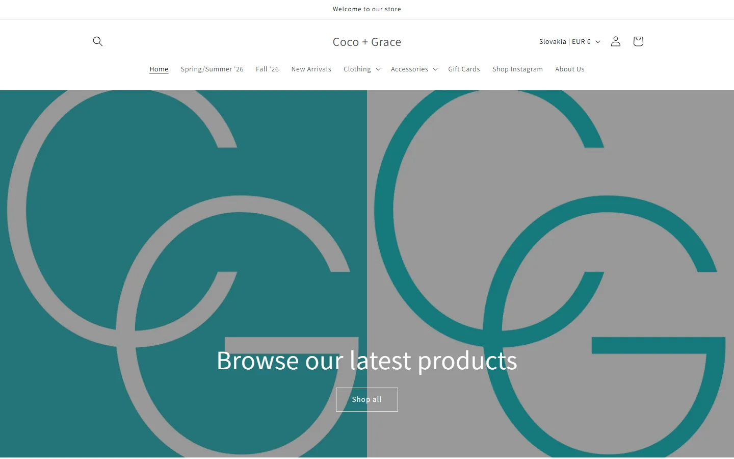 Viewport capture of Coco + Grace website