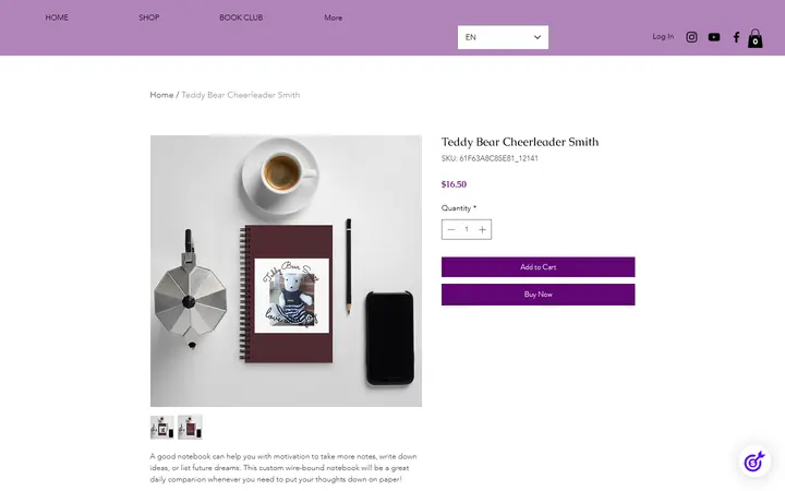 Website page titled Teddy Bear Cheerleader Smith | Misscherellecakes