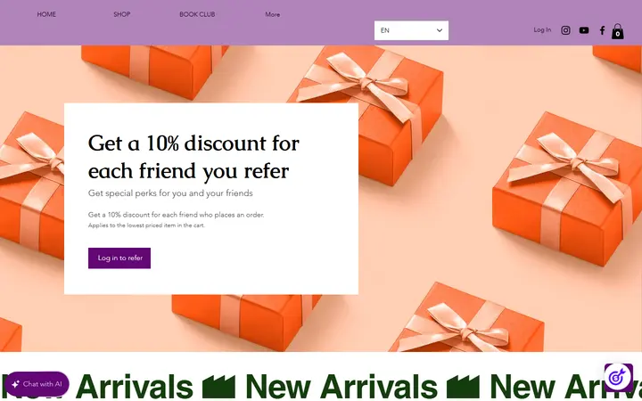 Website page titled REFERRAL PROGRAM | Misscherellecakes