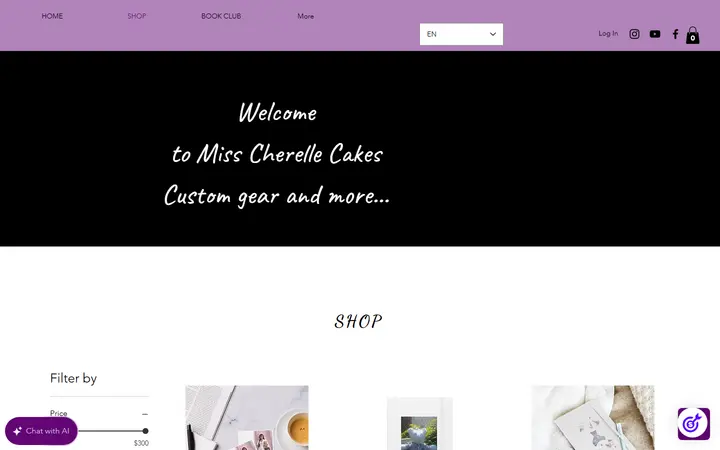 Website page titled Discover Aesthetic Stationery Online Shop | Miss Cherelle Cakes