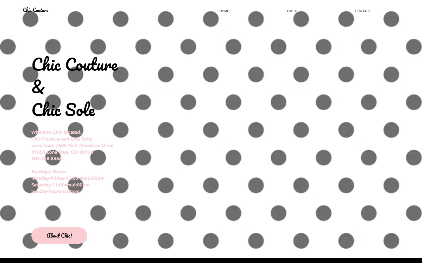 Viewport capture of Chic Couture website
