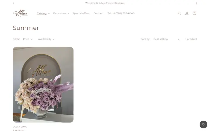 Website page titled Summer – Allure Flower Boutique