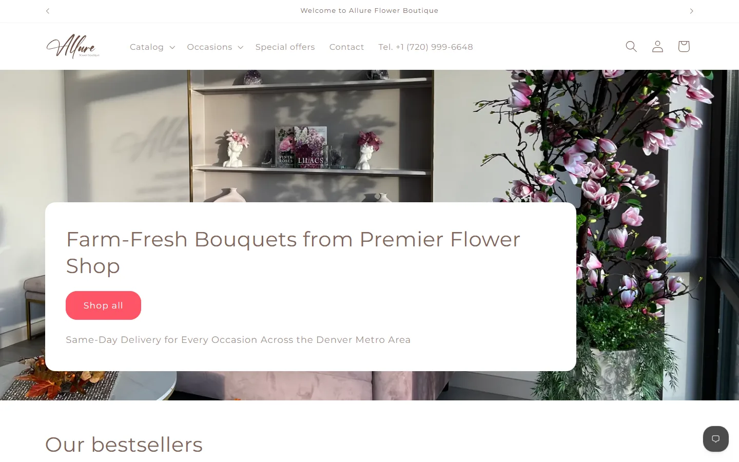 Viewport capture of Allure Flower Boutique website