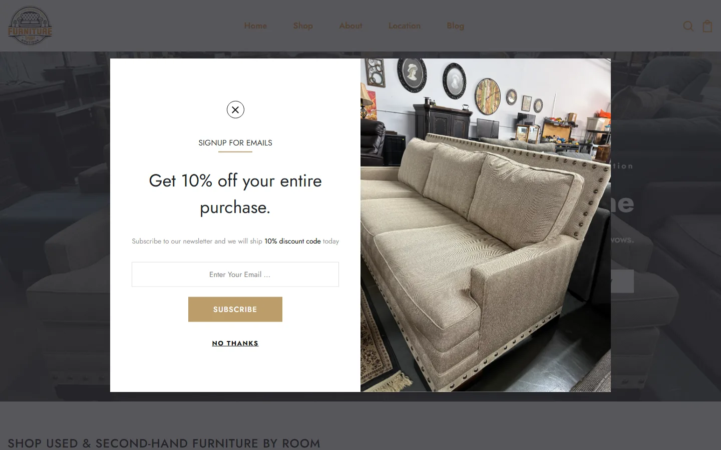 Viewport capture of Furniture Guys Boutique website