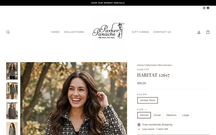 Website page titled Habitat 12617 – Parker Panache