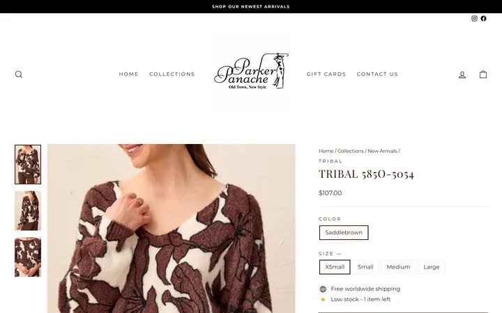 Website page titled Tribal 585O-5054 – Parker Panache