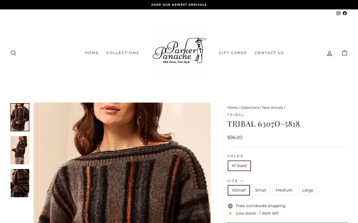 Website page titled Tribal 6307O-5818 – Parker Panache