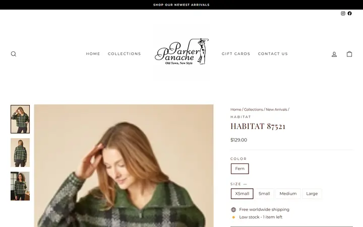 Website page titled Habitat 87521 – Parker Panache