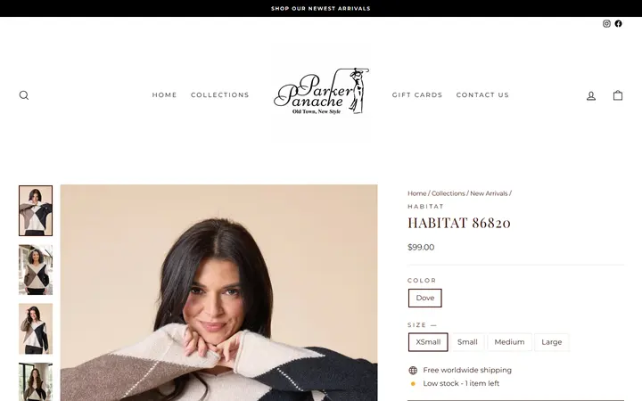 Website page titled Habitat 86820 – Parker Panache