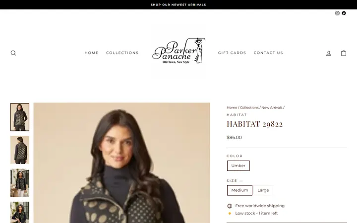 Website page titled Habitat 29822 – Parker Panache